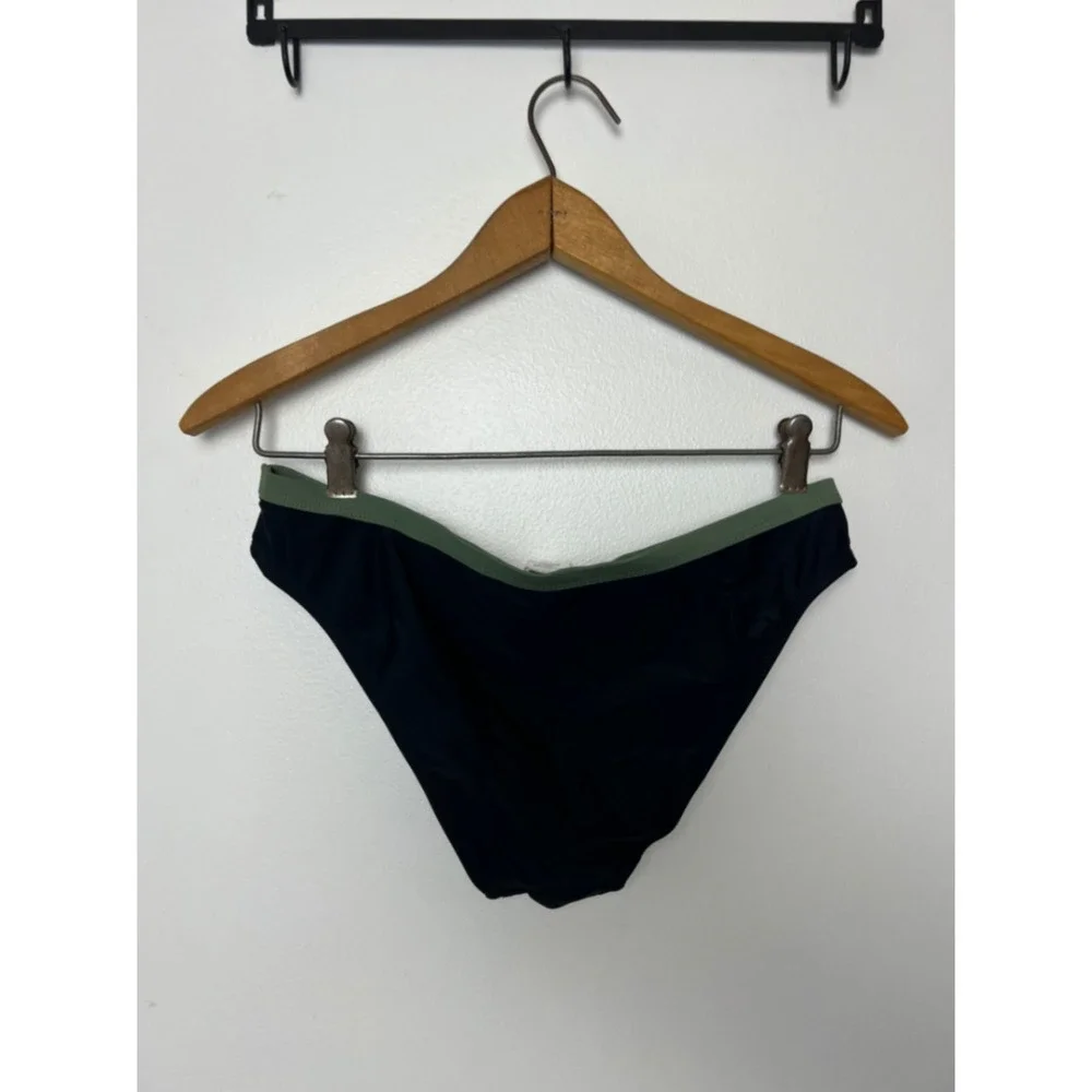 NWT Cupshe Bikini Bottom Black Olive Green Low Rise Swimwear CAA12B4B078RA Small
